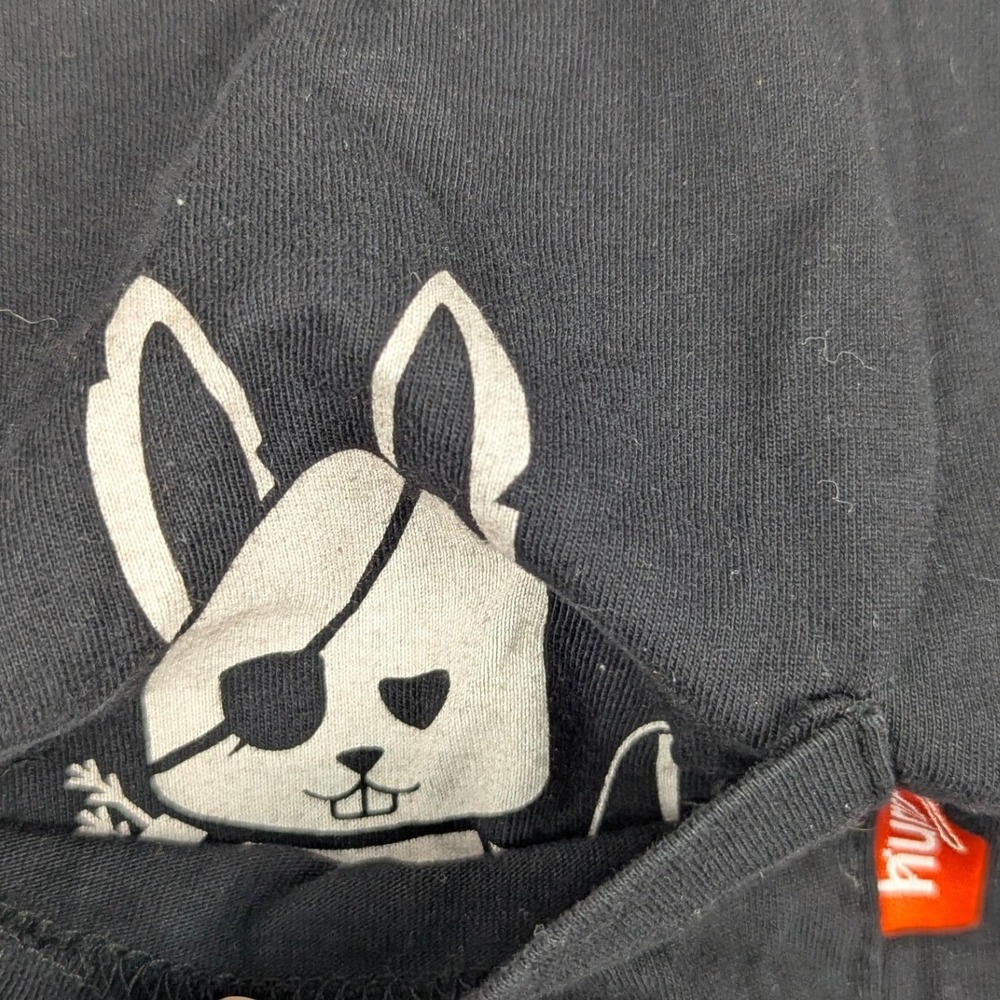 Pirate Bunny Mens 3XL Black Peek a Boo Pocket T-Shirt Rabbit Graphic Huntr - Picture 3 of 11